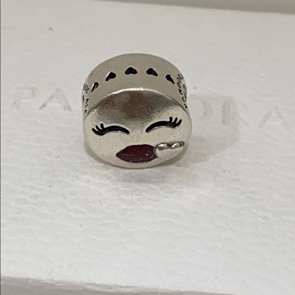 Pandora Kiss Charm Emoji Heart Red Lips Love Lashes , Sterling Silver ALE 925